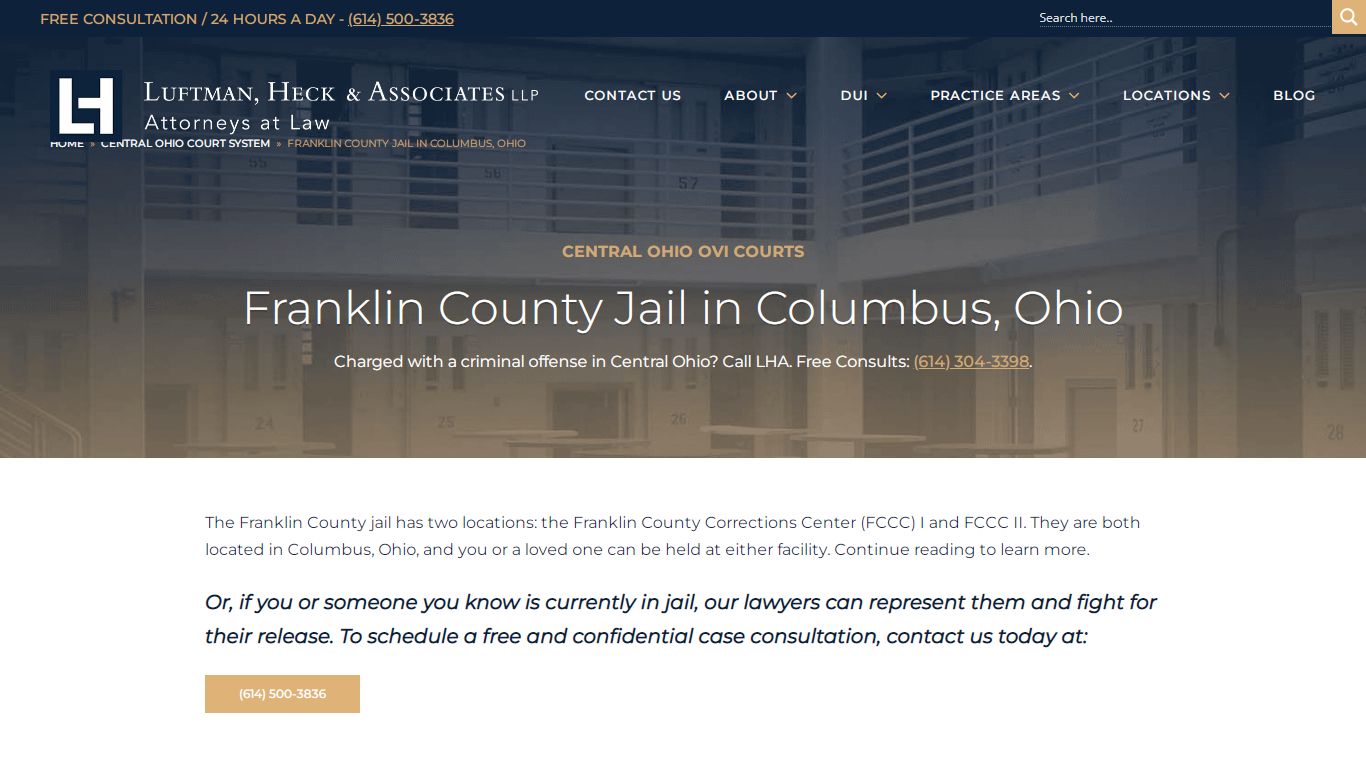 Franklin County Jail Information | Columbus, Ohio | LHA